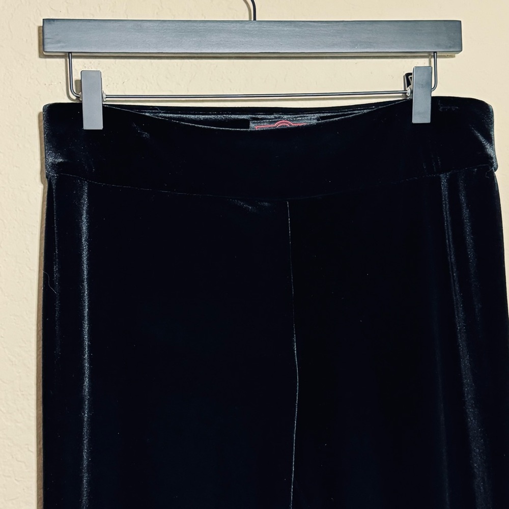 Women's Krazy Larry Black Velour Pull On Pants Sz 10 Velvet Stretch Trouser USA - Picture 3 of 7